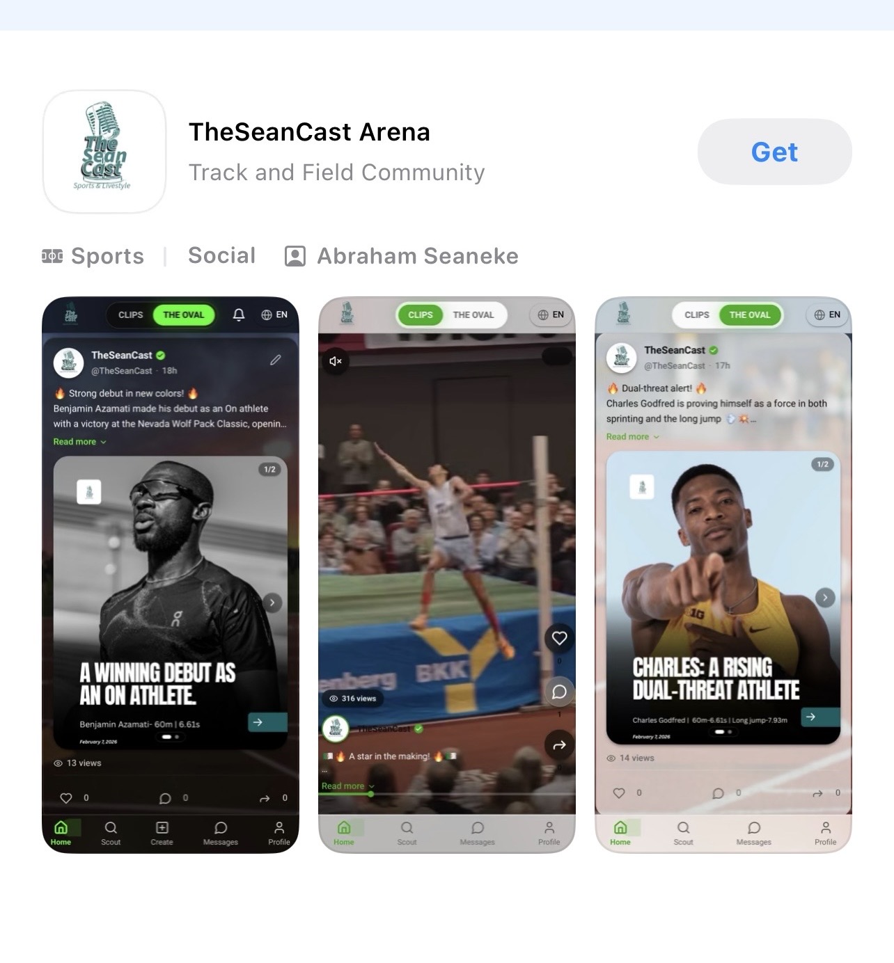 TheSeanCast Arena Social Media App: A Global Home for the Track & Field Community